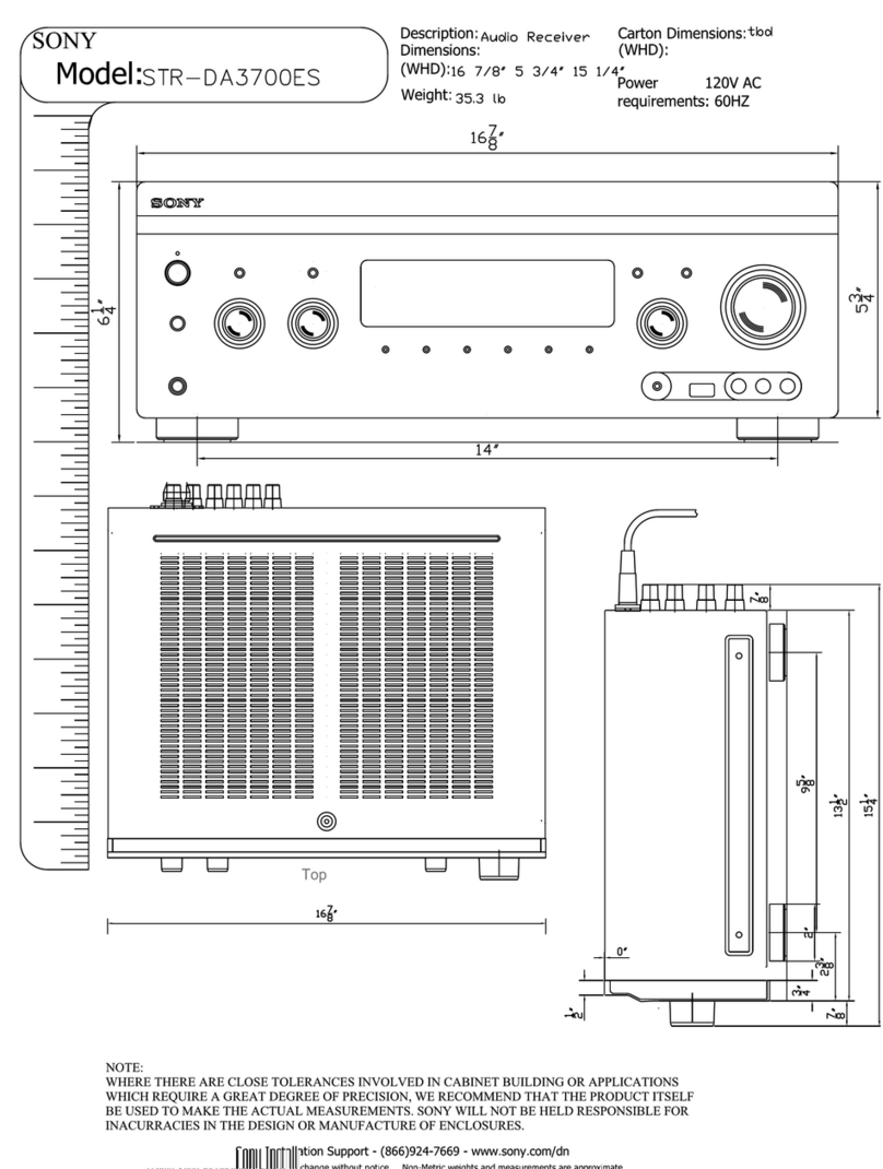 Sony STR-DA3700ES Product dimensions