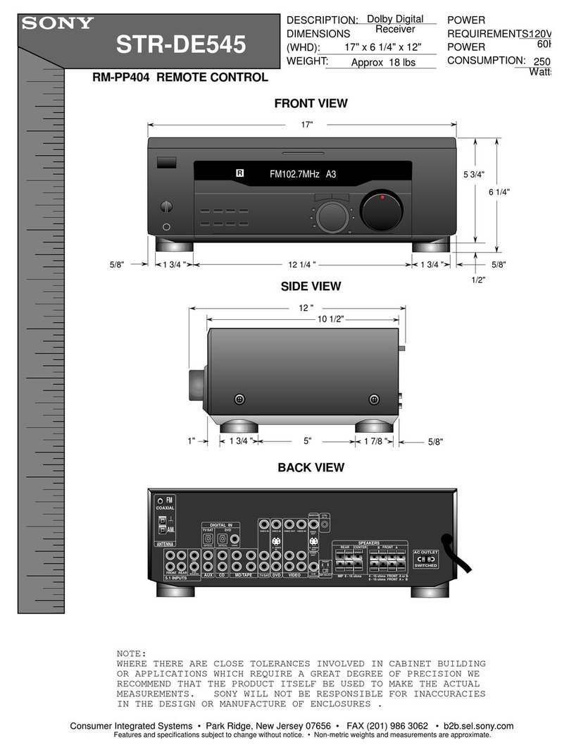 Sony STR-DE545 Dimensions