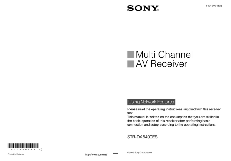 Sony STR-DA6400ES - Multi Channel Av Receiver Installation and maintenance instructions