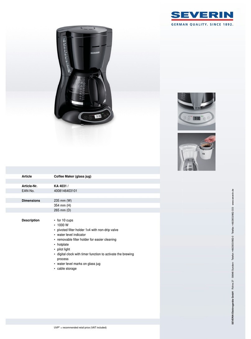 SEVERIN KAFFEEAUTOMAT MIT TIMER KA 4031 User guide SEVERIN KAFFEEAUTOMAT MIT TIMER KA 4031 User guide