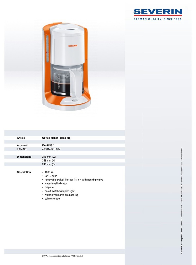 SEVERIN KAFFEEAUTOMAT KA 4158 User guide