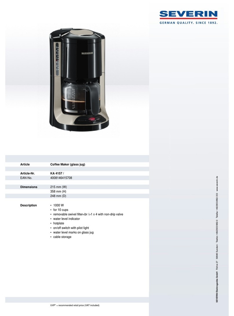 SEVERIN KAFFEEAUTOMAT KA 4157 User guide