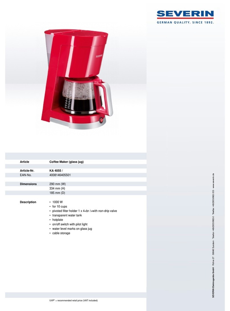SEVERIN KAFFEEAUTOMAT KA 4055 User guide SEVERIN KAFFEEAUTOMAT KA 4055 User guide
