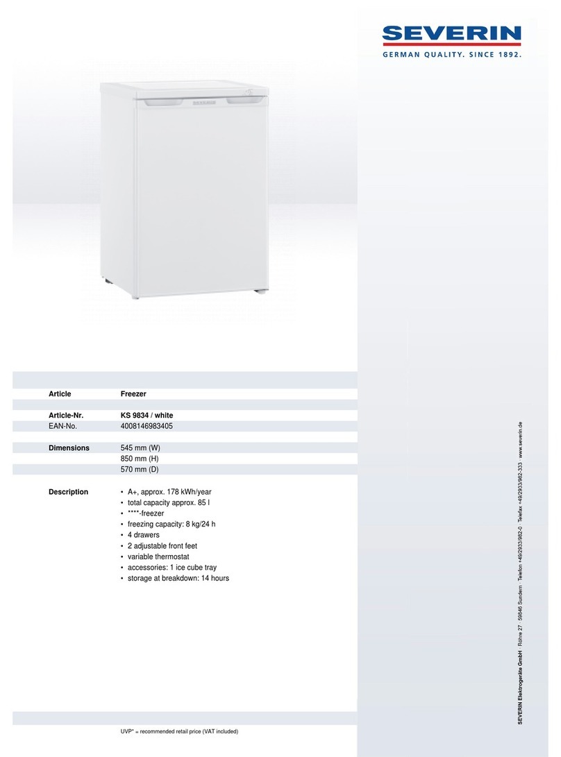 SEVERIN KS 9834 - CONGELATEUR TABLE TOP Dimensions