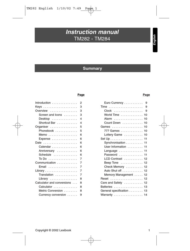 LEXIBOOK TouchMan TM282 instruction manual