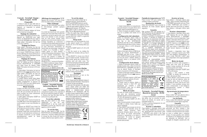 LEXIBOOK Serenity Voyage RL930 User manual LEXIBOOK Serenity Voyage RL930 User manual