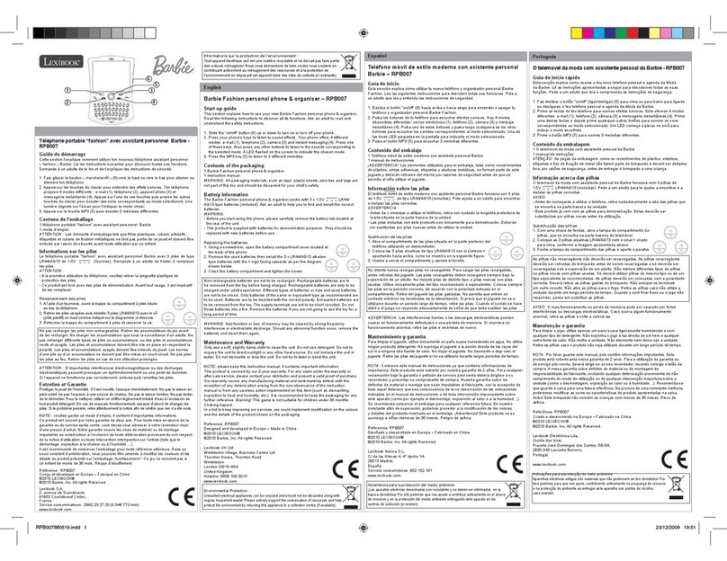 LEXIBOOK Barbie RPB007 instruction manual