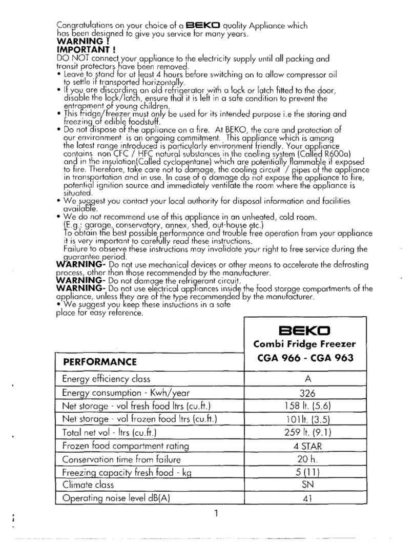 Beko CGA963 manual