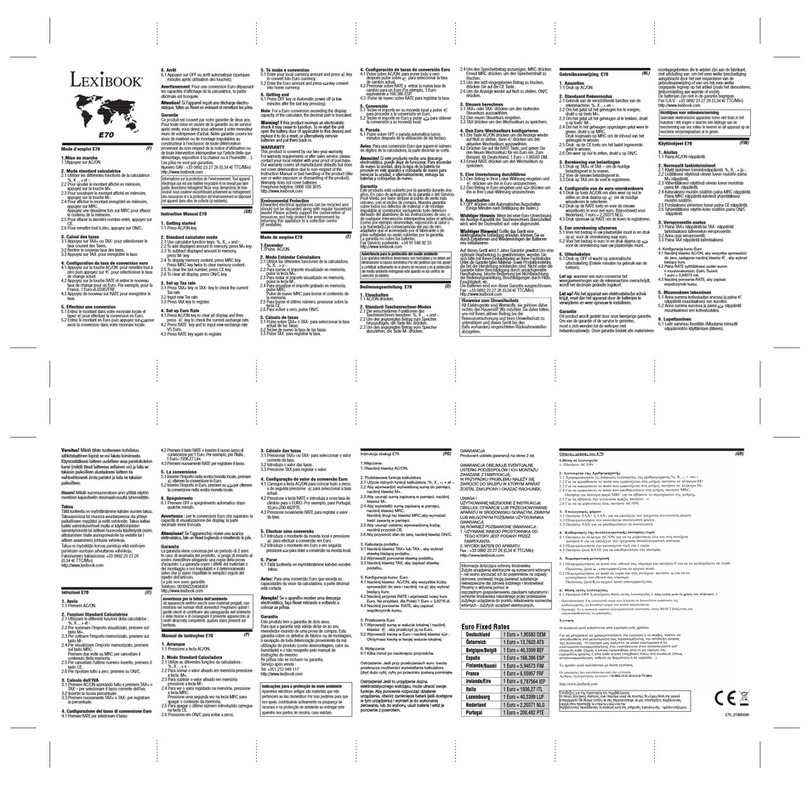LEXIBOOK E70 User manual