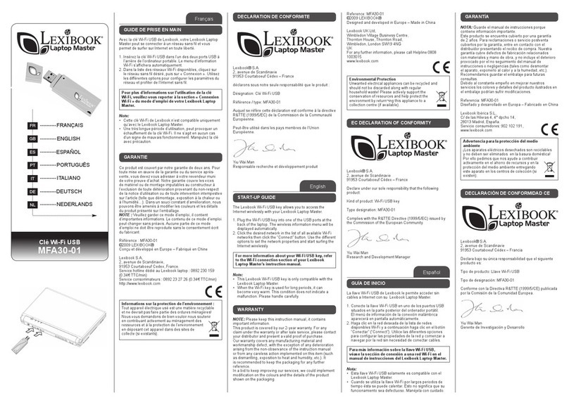 LEXIBOOK MFA30-01 Startup guide