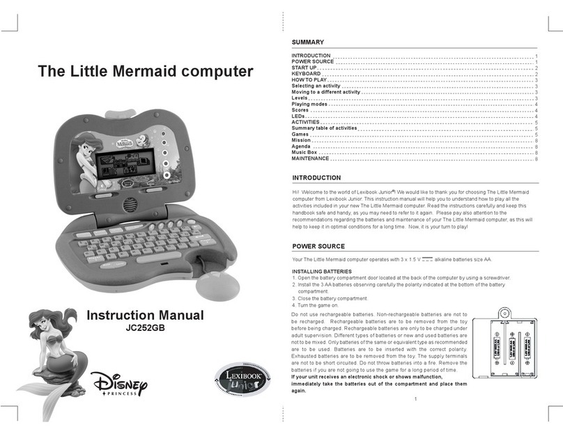 LEXIBOOK THE LITTLE MERMAID COMPUTER instruction manual