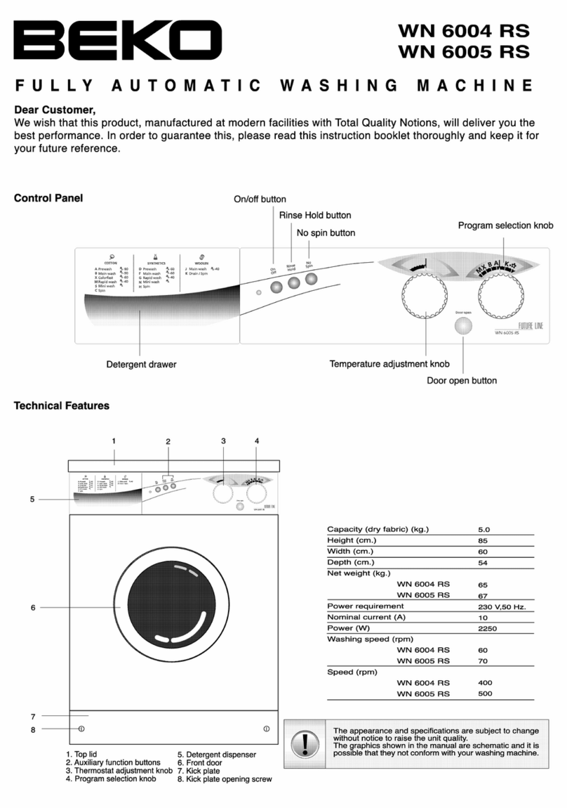 Beko WN 6004 RS User manual Beko WN 6004 RS User manual