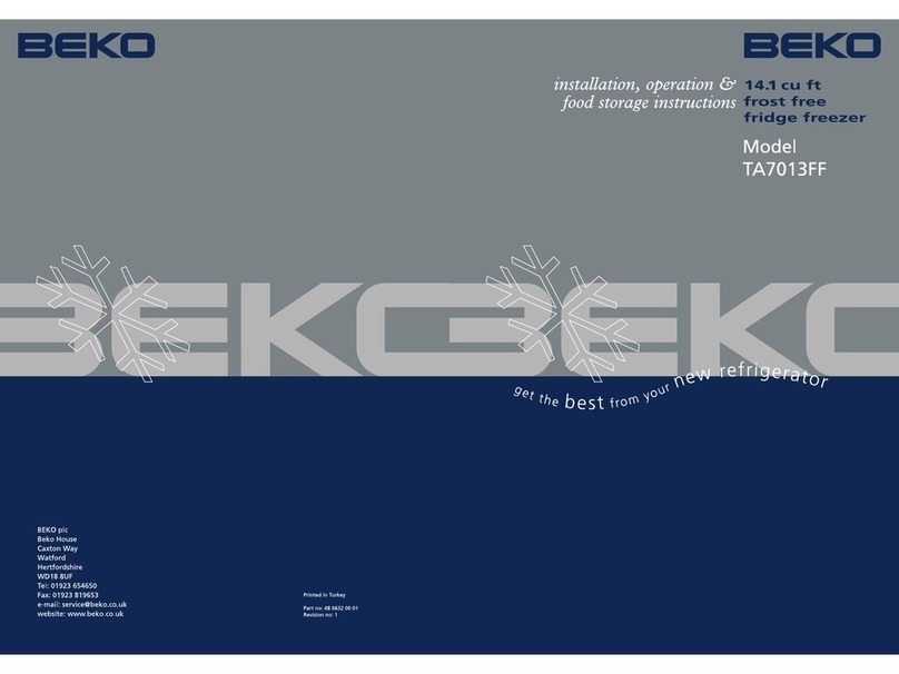 Beko TA7013FF Installation, operation & food storage instructions