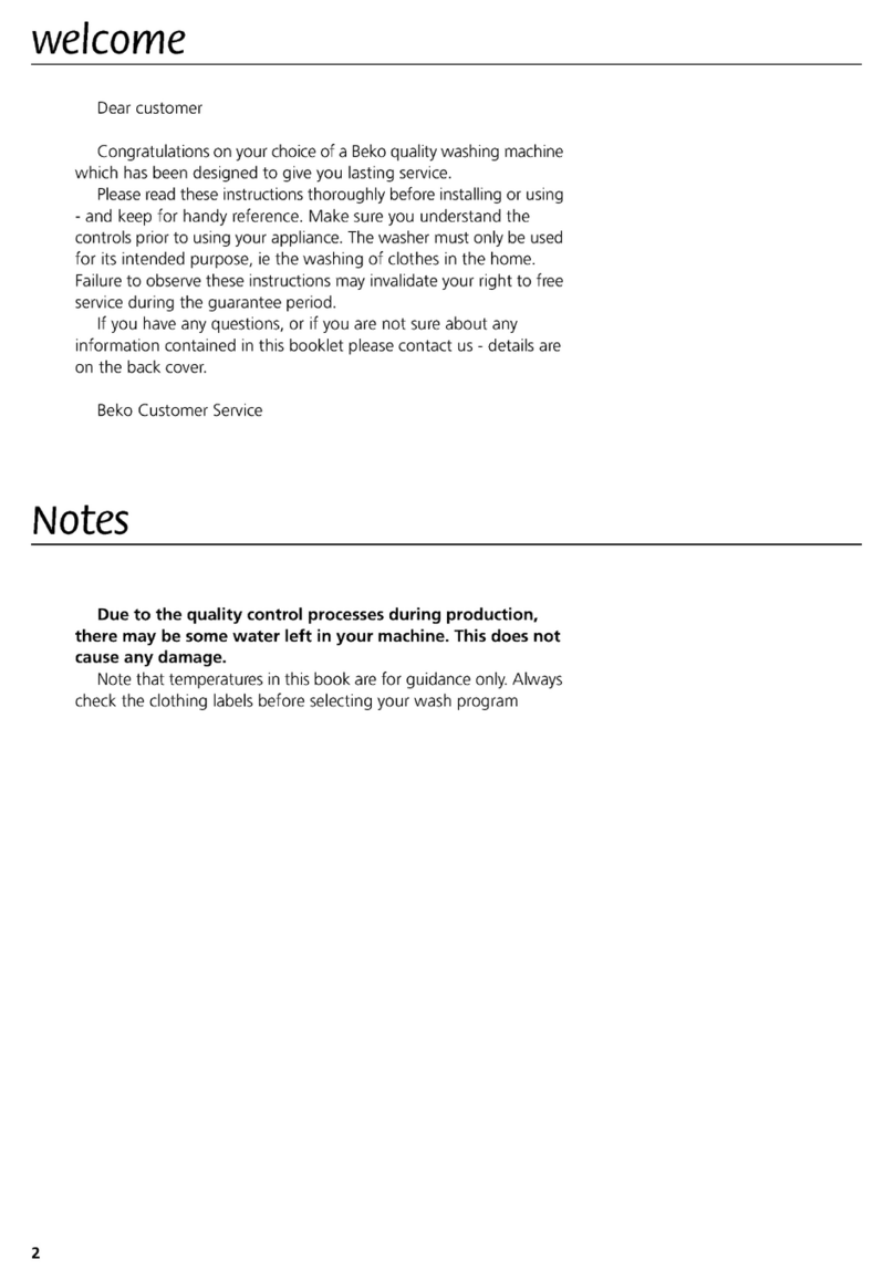 Beko WMA10 User manual