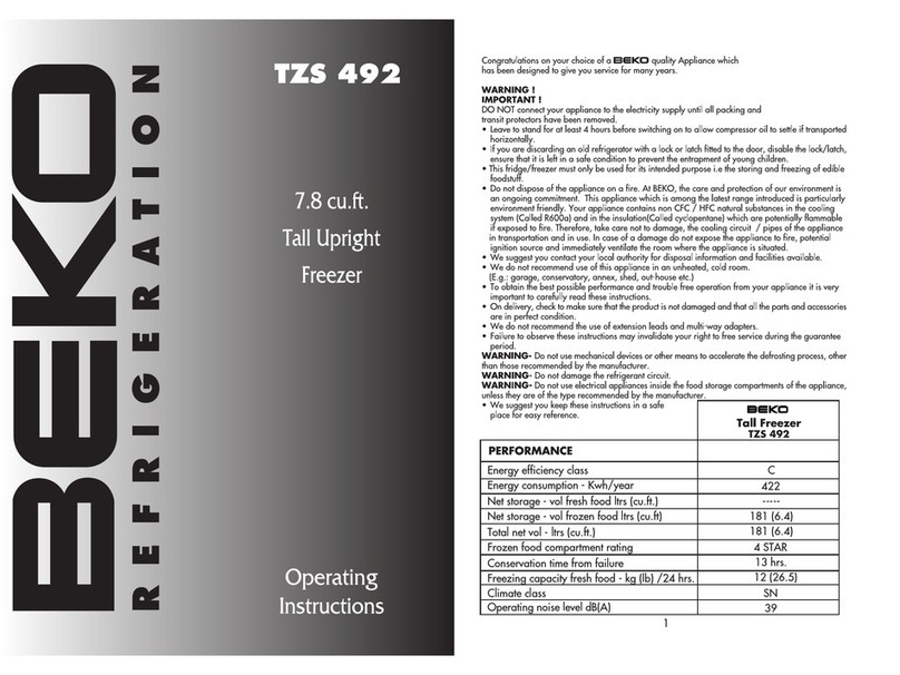 Beko TZS 492 User manual Beko TZS 492 User manual