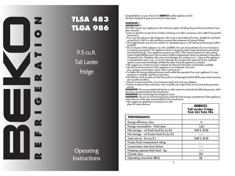 Beko TLSA483 operating instructions