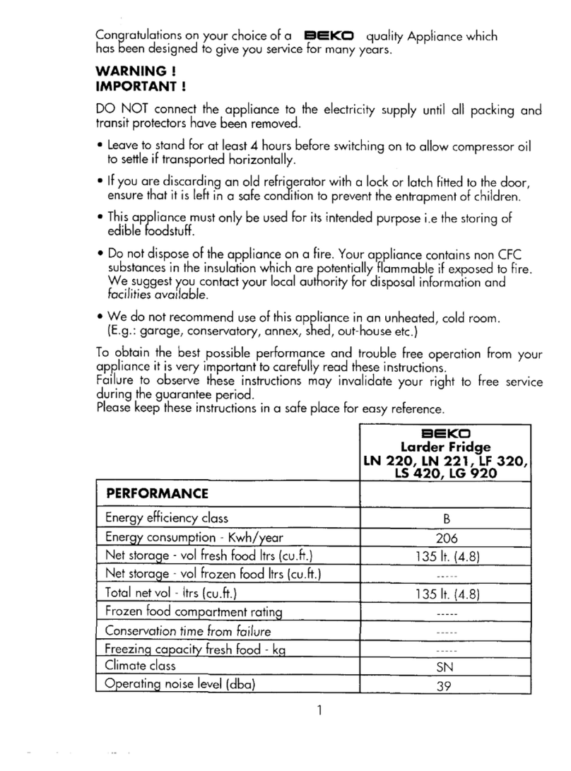 Beko LS421 operating instructions
