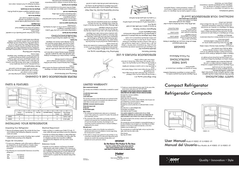 Haier HSB03 User manual Haier HSB03 User manual