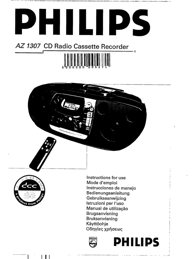 Philips AZ1307 - Portable Radio Cass Rec Instruction Manual