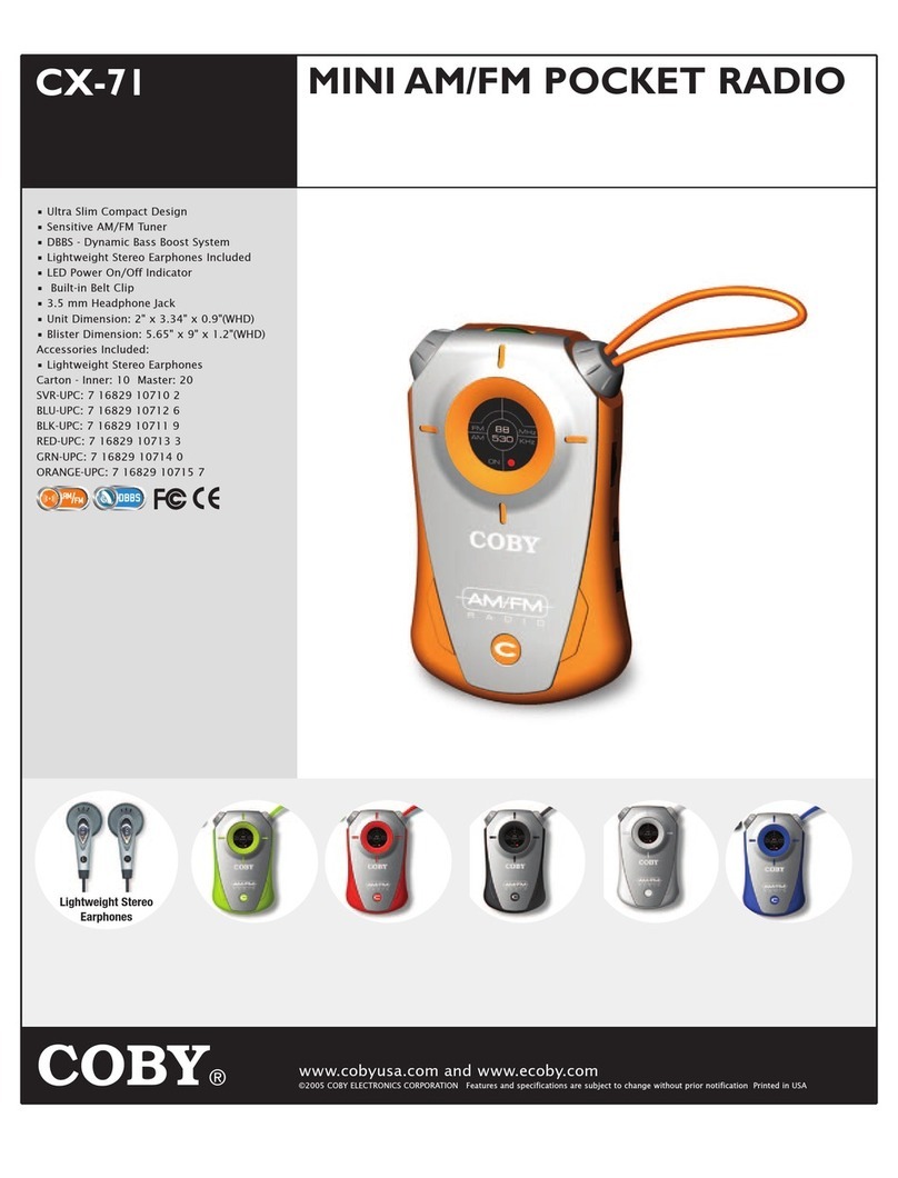 Coby CX-71 - CX 71 Personal Radio Specification sheet