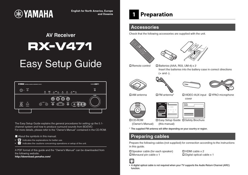 Yamaha RX-V471BL Quick start guide Yamaha RX-V471BL Quick start guide
