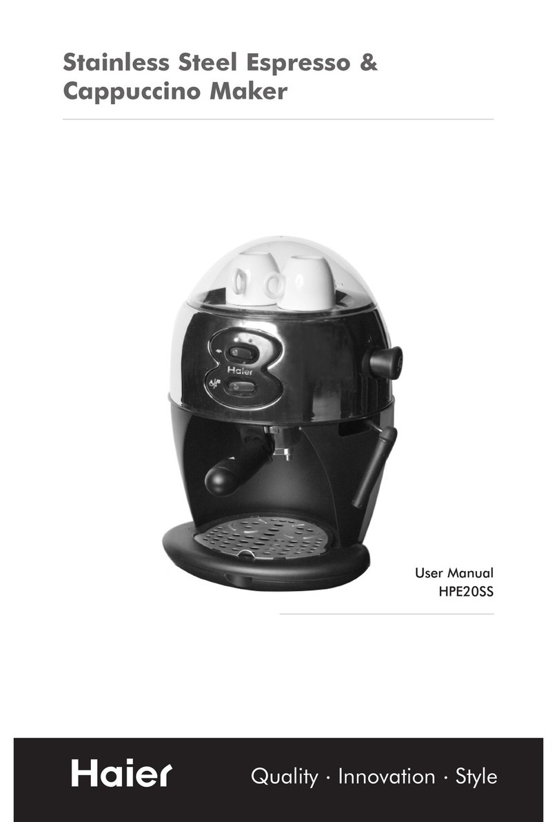 Haier HPE20SS - 20 Cup Espresso/Cappucino Maker user manual