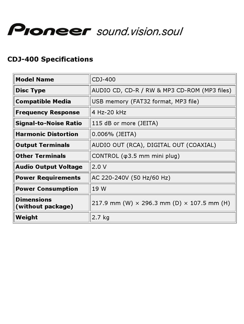 Pioneer CDJ-400 - Cd/Media Player User manual