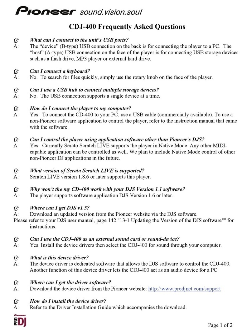 Pioneer CDJ-400 - Cd/Media Player Instruction Manual