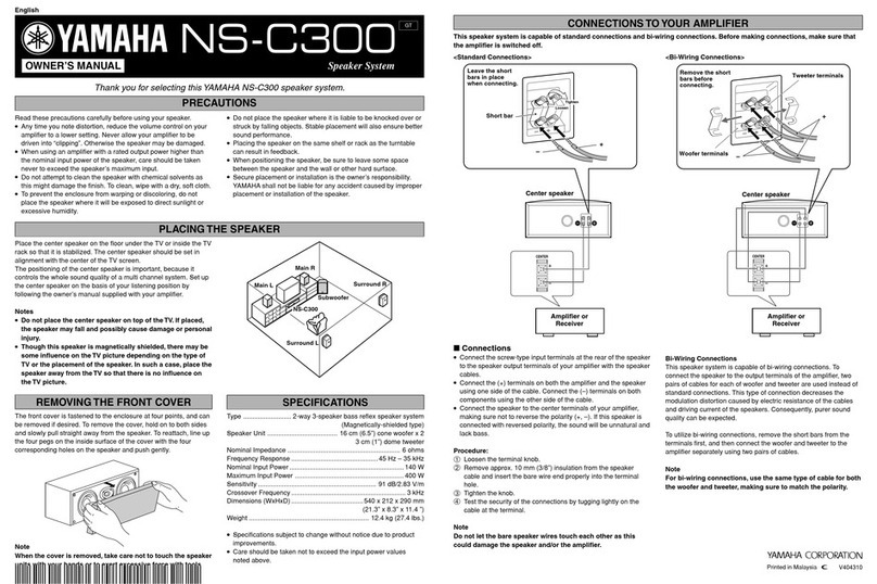Yamaha NS-C300 owner's manual