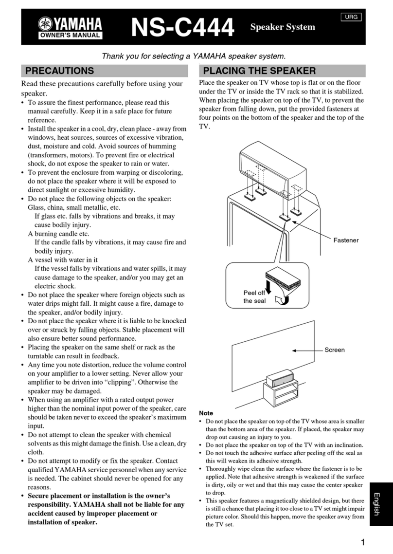 Yamaha NS-C444 - Center CH Speaker User manual Yamaha NS-C444 - Center CH Speaker User manual