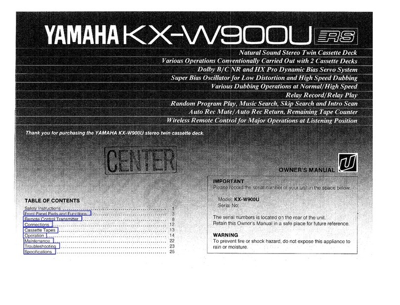 Yamaha KX-W900 owner's manual