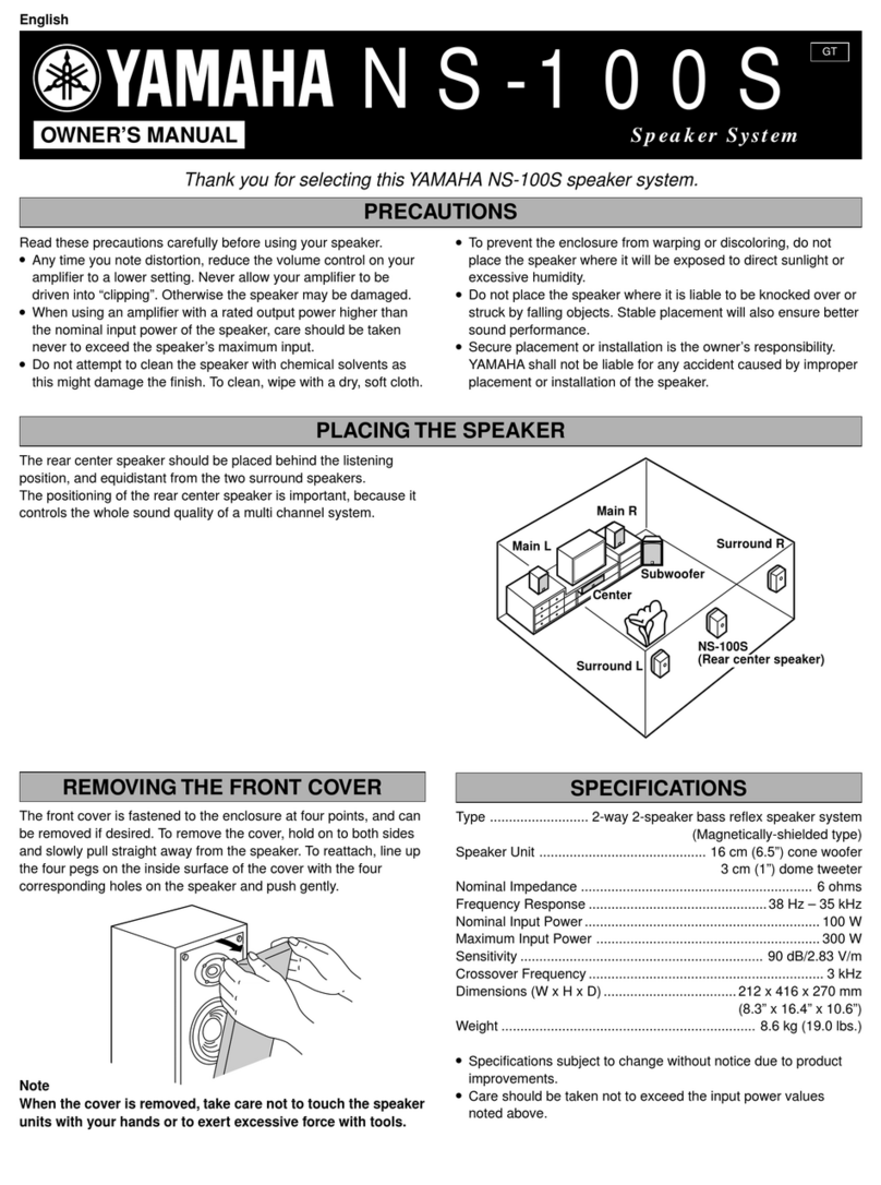 Yamaha NS-100S owner's manual