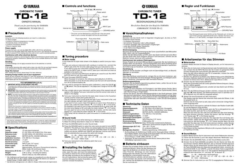 Yamaha TD-12 User manual