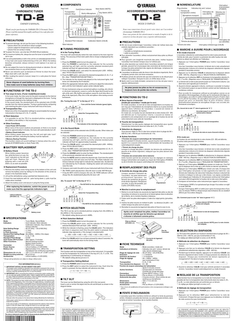 Yamaha TD-2 User manual