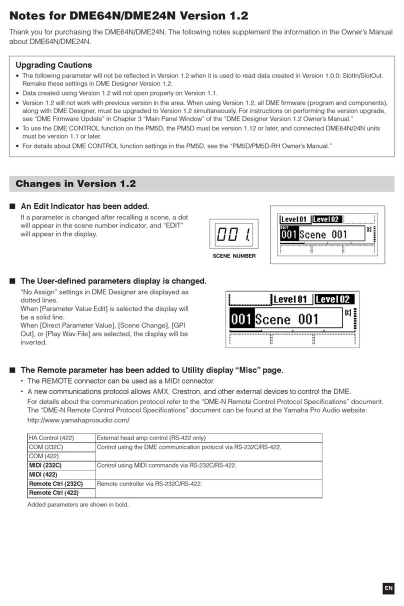 Yamaha DME24N Owner's manual supplement