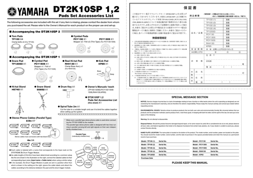 Yamaha DT2K10SP User manual