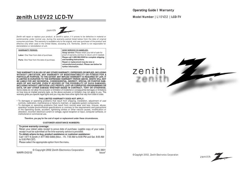 Zenith L10V22 User manual