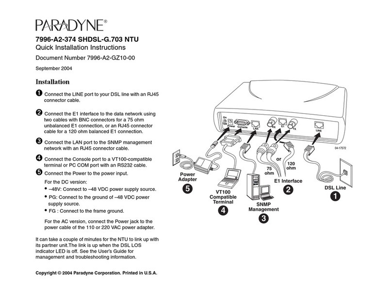 Paradyne Hotwire 7996 Quick installation instructions Paradyne Hotwire 7996 Quick installation instructions