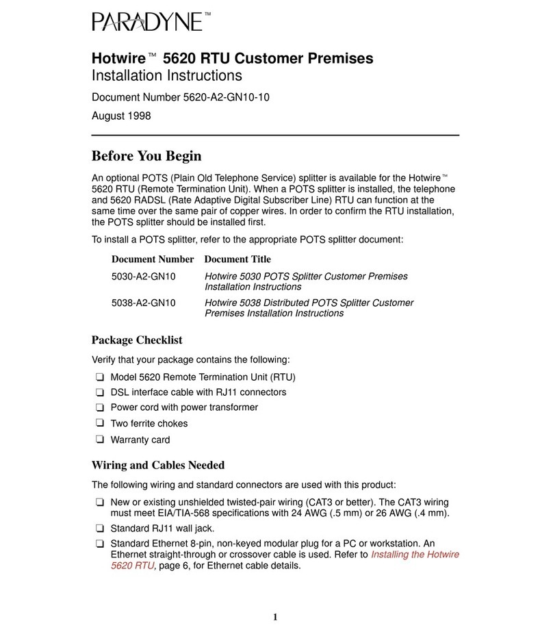 Paradyne Hotwire 5620 installation instructions