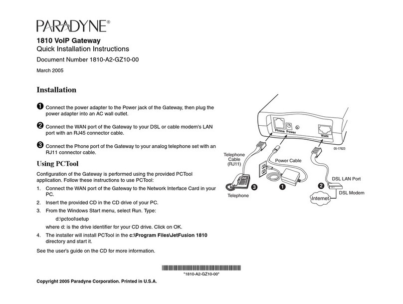 Paradyne 1810 Quick installation instructions