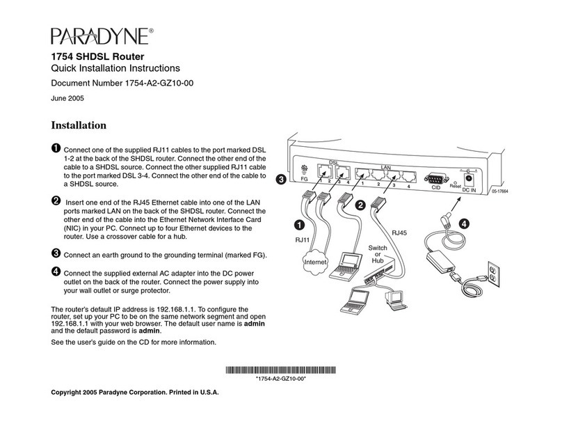 Paradyne 1754 SHDSL Quick installation instructions