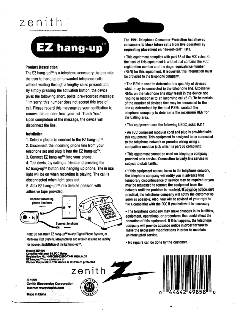 Zenith EZ hangup user guide