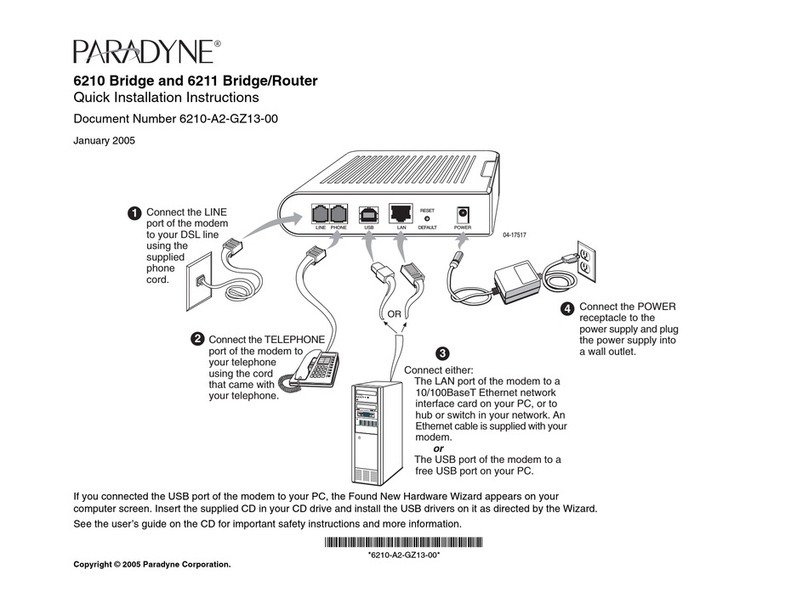 Paradyne Hotwire 6210 Quick installation instructions