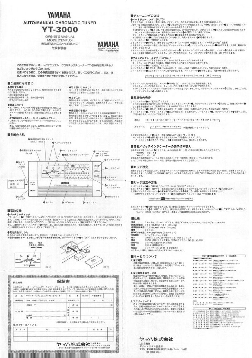 Yamaha YT-3000 owner's manual