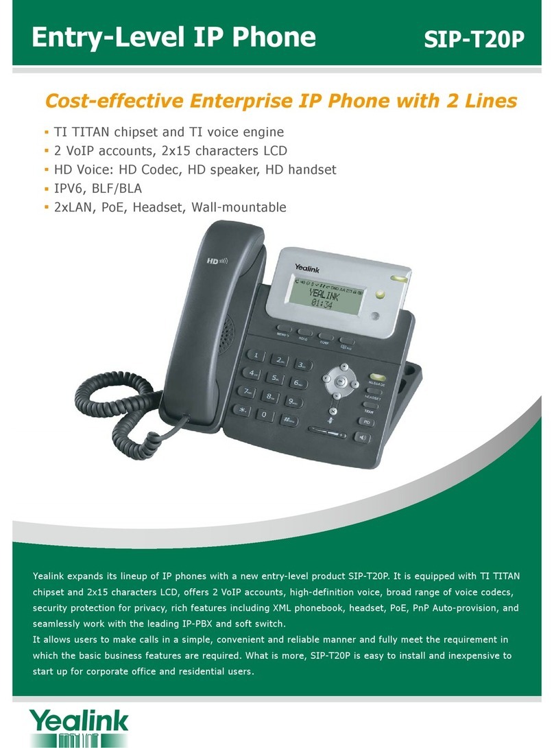 Yealink T20P Specifications