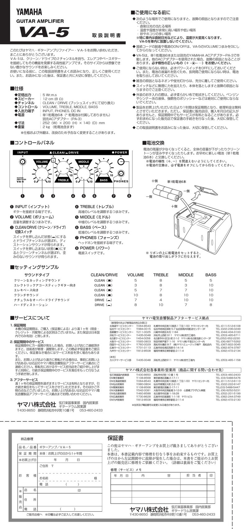 Yamaha VA-5 owner's manual
