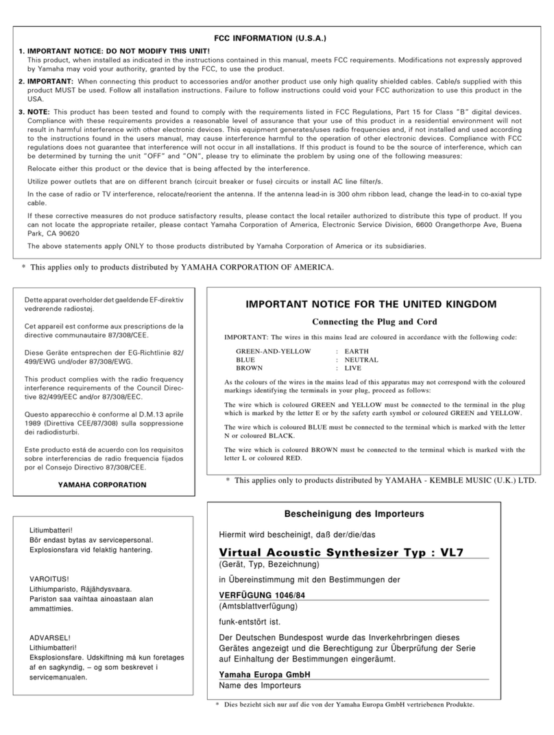 Yamaha VL7 owner's manual
