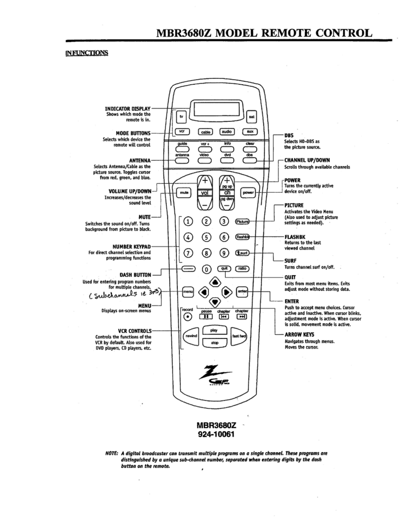 Zenith MBR3680 User manual Zenith MBR3680 User manual