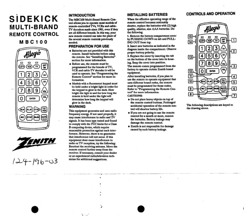 Zenith Allegro MBC100 User manual Zenith Allegro MBC100 User manual