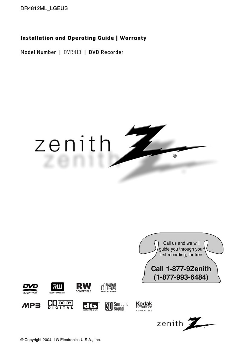 Zenith DVR413 Installation guide